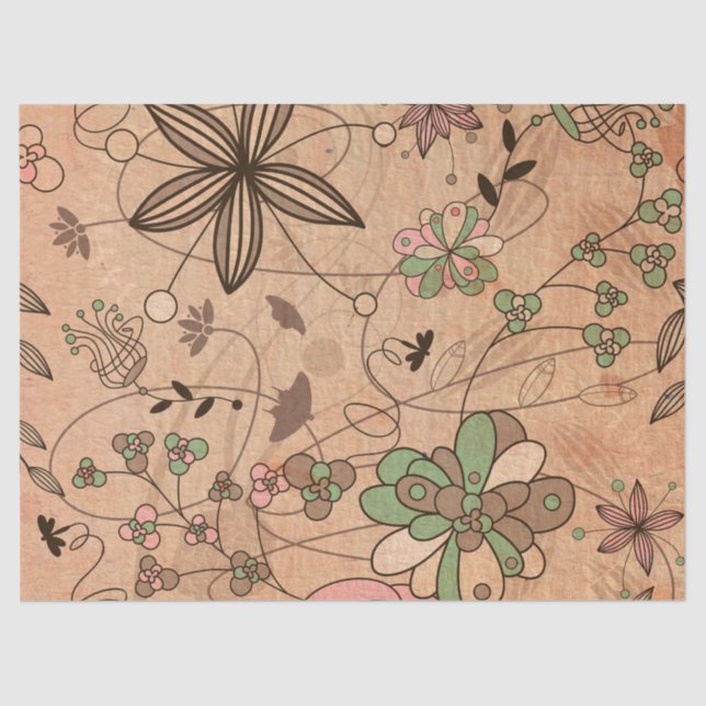 Boho Bohemian Retro Colourful Floral Flowers Tissue Paper (Front)