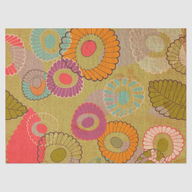 Boho Bohemian Retro Colourful Floral Flowers Tissue Paper (Front)