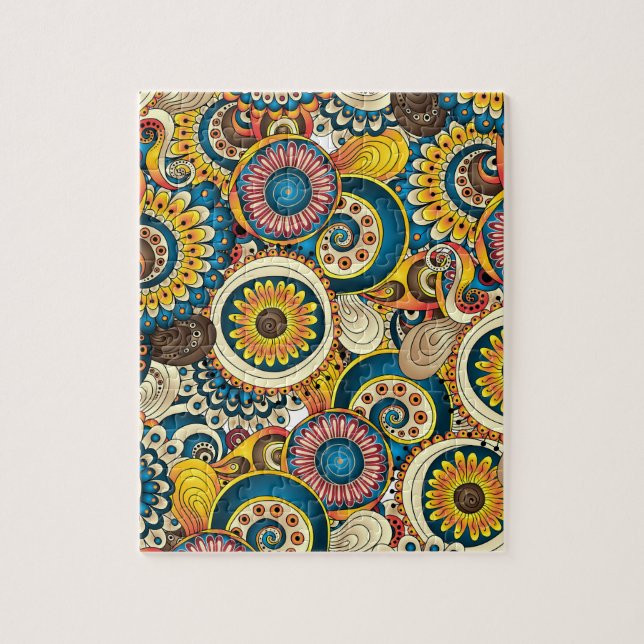 Boho Bohemian Retro Colourful Pattern Jigsaw Puzzle (Vertical)
