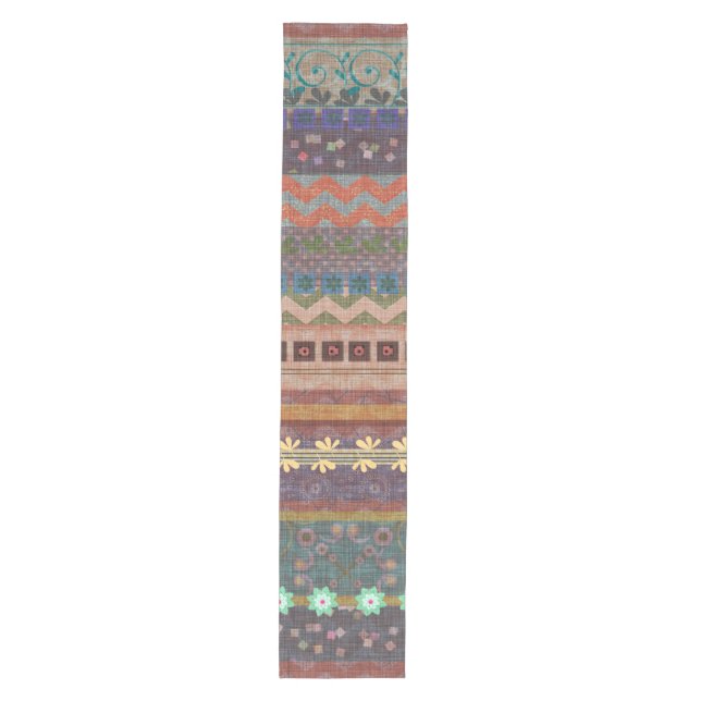 Boho Bohemian Retro Colourful Pattern Medium Table Runner (Front)