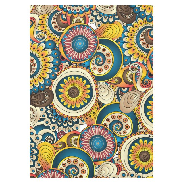Boho Bohemian Retro Colourful Pattern Tablecloth (Front)
