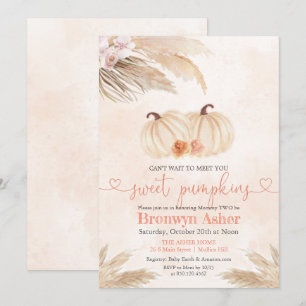Boho Bohemian Twin Pumpkin Baby Shower Invitation