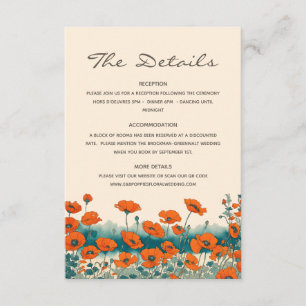 Boho Bohemian Wildflower Details QR Code Wedding Enclosure Card