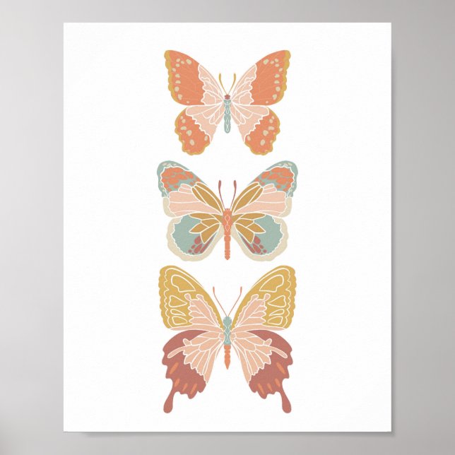 Boho Bold Butterfly Butterflies Girl Nursery Art  Poster (Front)