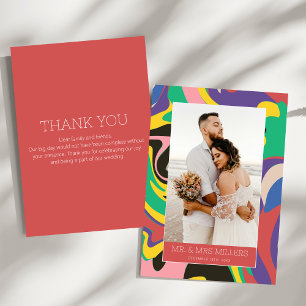 Boho Bold Colourful Wedding Thank You Card