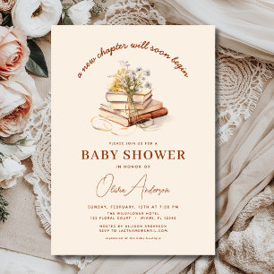 Boho Book New Chapter Begins Baby Shower Invitation