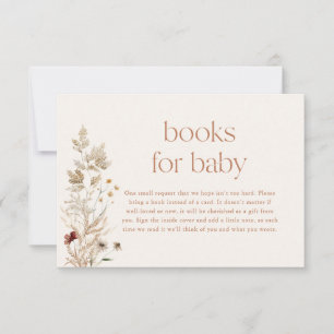 Boho Books for Baby Card, Fall Modern Floral Baby Invitation