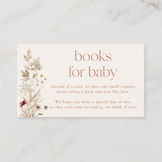 Boho Books for Baby Card | Wildflower Baby Shower (Front)