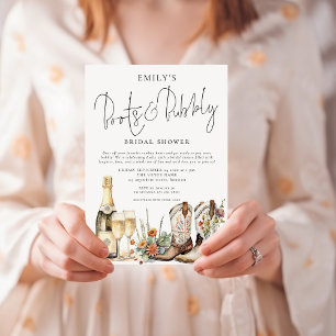 Boho Boots and Bubbly Bridal Shower Invitation