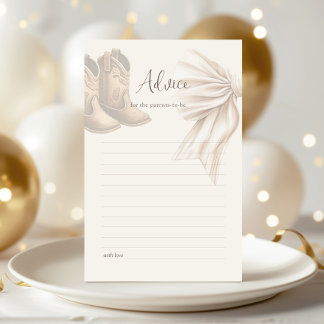 Boho Boots Or Bows Gender Reveal Advice Card
