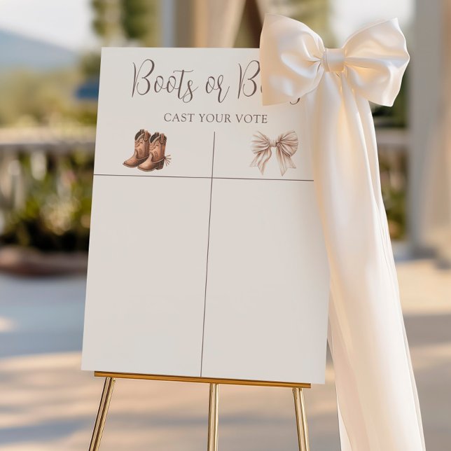 Boho Boots Or Bows Gender Reveal Prediction Sign (Creator Uploaded)