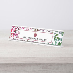Boho Botanical Apple Teacher Nameplate