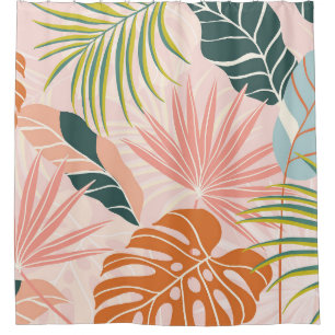 Boho Botanical Art: Nature Inspired Abstract Shower Curtain
