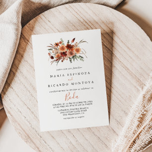 Boho Botanical Autumn Floral Spanish Wedding  Invitation