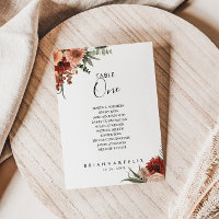 Boho Botanical Autumn Table Number 1 Seating Chart