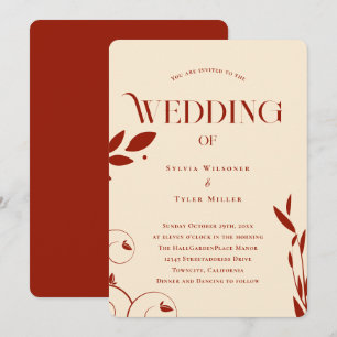 Boho Botanical Beige Wedding Invitation