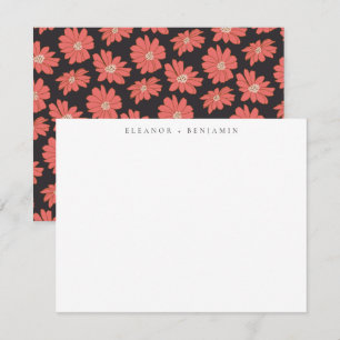 Boho Botanical Black Red Personalised Stationery  Card