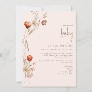 Boho Botanical Blush Baby Shower  Invitation