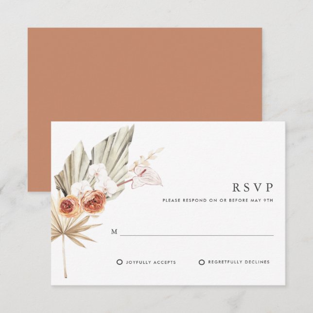 Boho Botanical Bohemian Floral Wedding RSVP Card (Front/Back)