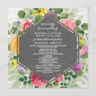 Boho Botanical Brick Wildflower Wedding Program Programme