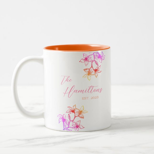 Boho Botanical Custom Bridal Shower Two-Tone Coffee Mug (Left)