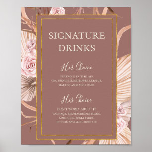 Boho Botanical   Dusty Rose Signature Drinks Sign