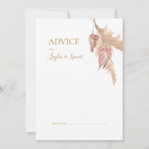 Boho Botanical   Dusty Rose Wedding Advice Card
