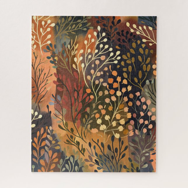 Boho Botanical Earthy Floral Jigsaw Puzzle (Vertical)