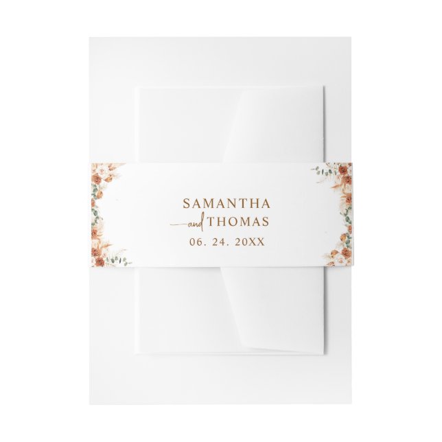 Boho Botanical Elegance Wedding  Invitation Belly Band (Front Example)