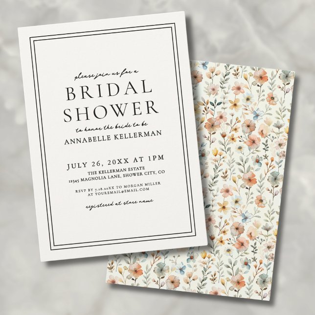 Boho Botanical Elegant Wildflower Bridal Shower Invitation (Boho Botanical Elegant Wildflower Bridal Shower Invitation)