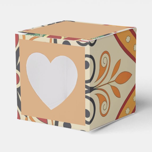 Boho Botanical Favour Box with Heart Window (Front Side)