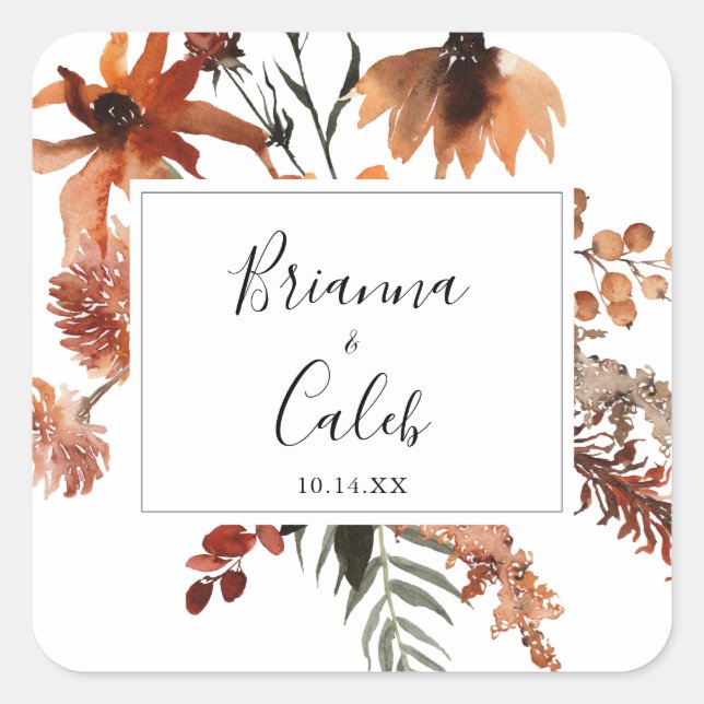 Boho Botanical Floral Wedding Envelope Seals (Front)