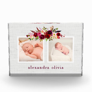 Boho Botanical Floral with Two Photos on Soft Grey