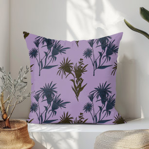 Boho Botanical Flower Pattern Lavender Cushion