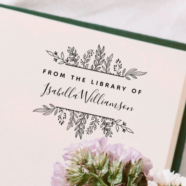 Boho Botanical From the Library of Bookplate Rubber Stamp (Creator Uploaded)