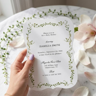 Boho Botanical Greenery Baby Shower Invitation