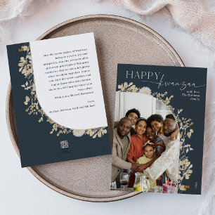Boho Botanical Happy Kwanzaa Photo  Holiday Card