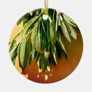 Boho botanical herb leaves ceramic tree decoration