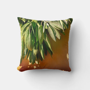 Boho botanical herb leaves cushion