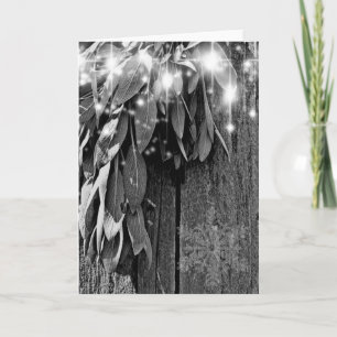 Boho botanical herb leaves rustic Barn-wood Holiday Card