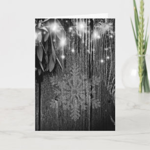 Boho botanical herb leaves rustic Barn-wood Holiday Card