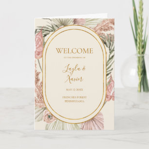 Boho Botanical Ivory and Green Folded Wedding Programme