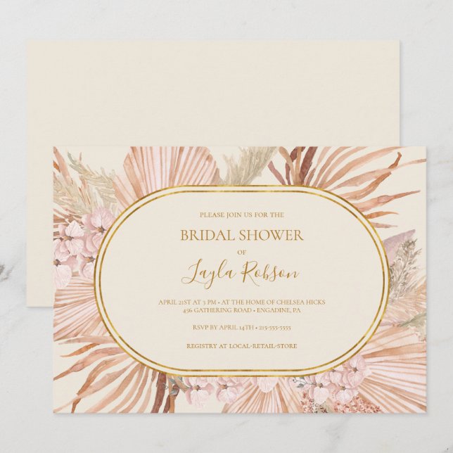 Boho Botanical | Ivory Horizontal Bridal Shower Invitation (Front/Back)
