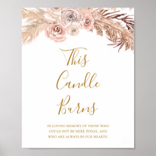Boho Botanical Ivory This Candle Burns Wedding Poster