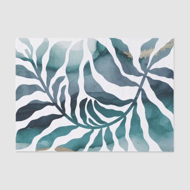 Boho Botanical Kelp Monogram Watercolor Matisse Tissue Paper (Front)