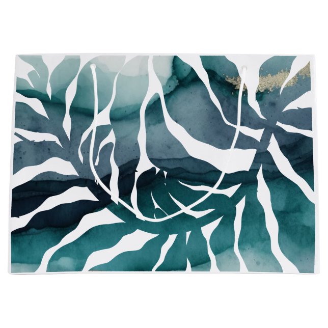 Boho Botanical Kelp Plant Watercolor Matisse Large Gift Bag (Front)