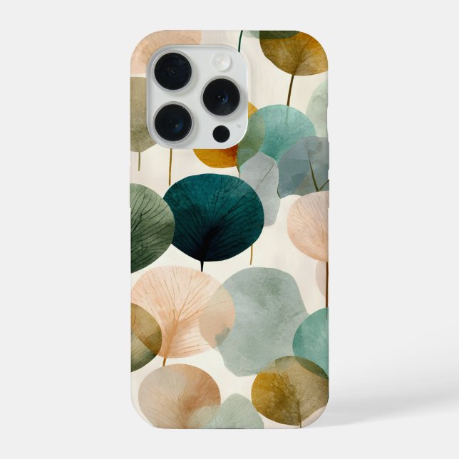 Boho Botanical Leaf Mid Century Abstract  iPhone Case (Back)