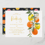 Boho Botanical Lemons and Oranges Garland Wedding<br><div class="desc">Invite family and friends to your wedding with this botanical gold foil pressed wedding invitation. It features watercolor illustrations of oranges, lemons, orange blossoms and greenery with a matching citrus pattern. This citrus wedding invitation is perfect for garden and summer weddings. Personalise this lemon wedding invitation by adding your wedding...</div>