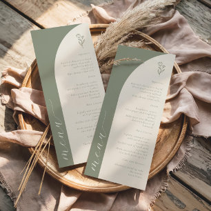 Boho Botanical Monogram Sage Green Wedding Menu