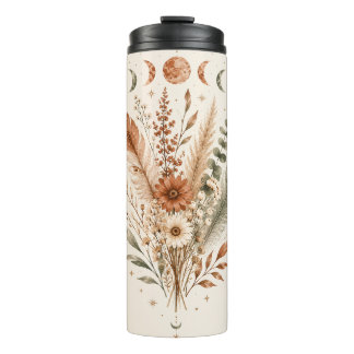 Boho Botanical Moon Phases Thermal Water Bottle